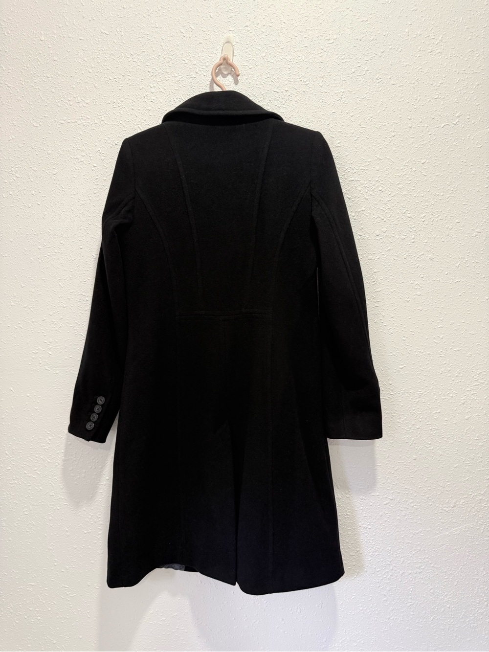 Anne Klein wool nylon cashmere blend Black Single-Breasted Pea Coat 2 - Picture 6 of 15